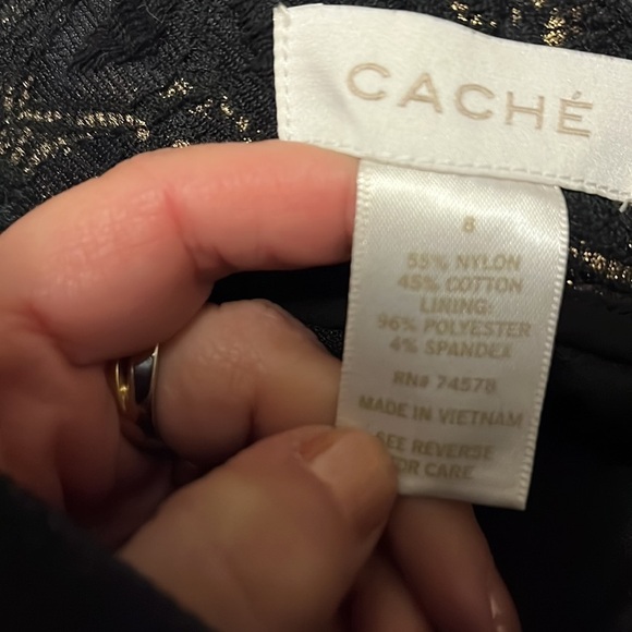 Cache black pants with gold foil and lace overlay - Picture 13 of 14